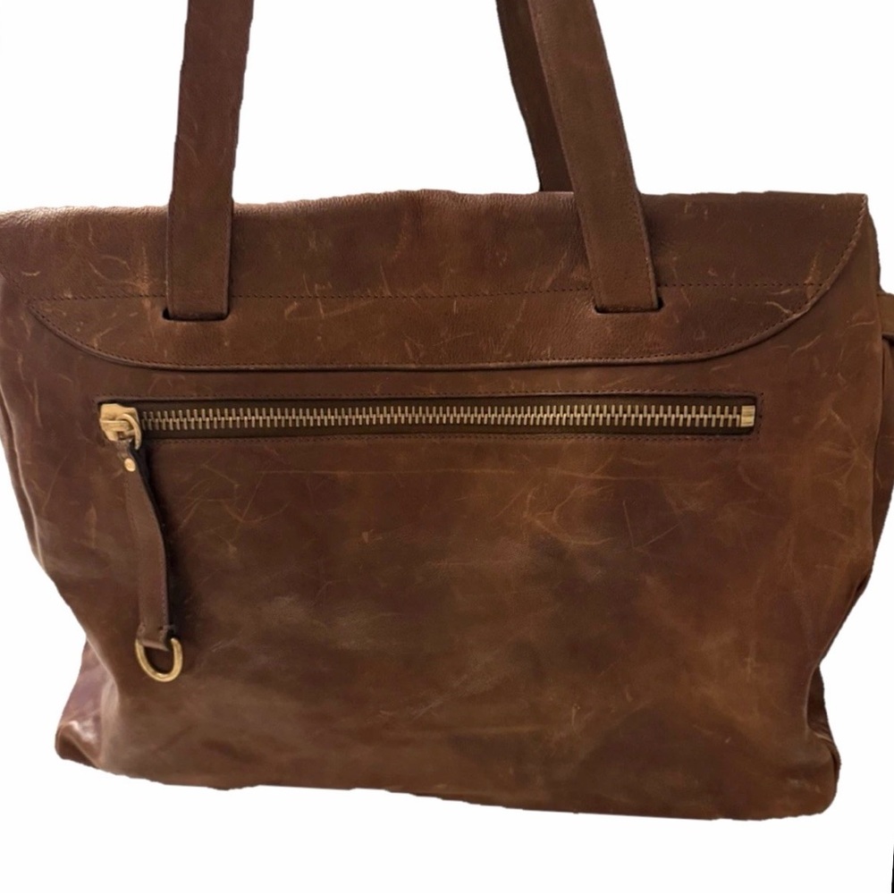 IL BISONTE VINTAGE LEATHER BAG Natural Patina ITALY Brown FAST SHIPPING 3346-4 - Picture 3 of 16